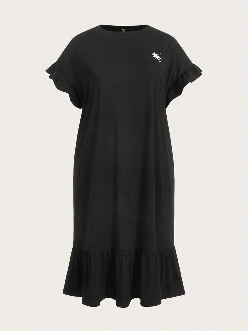 Vestido Feminino Midi Listrado com Babados - Amélie. Plus Size