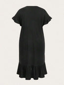 Vestido Feminino Midi Listrado com Babados - Amélie. Plus Size