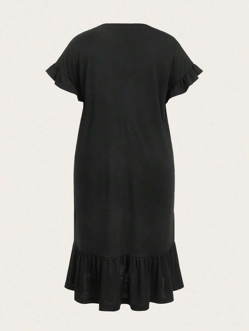 Vestido Feminino Midi Listrado com Babados - Amélie. Plus Size