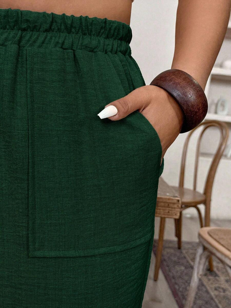 Calça Feminina de Imitação de Linho - Tayla. Plus Size