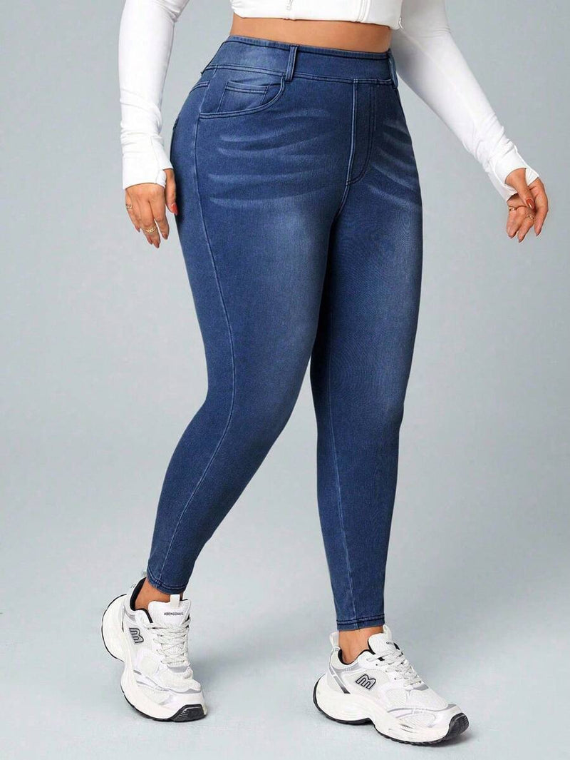 Calça Jeans Feminina Com Cintura Elástica - Diana. Plus Size