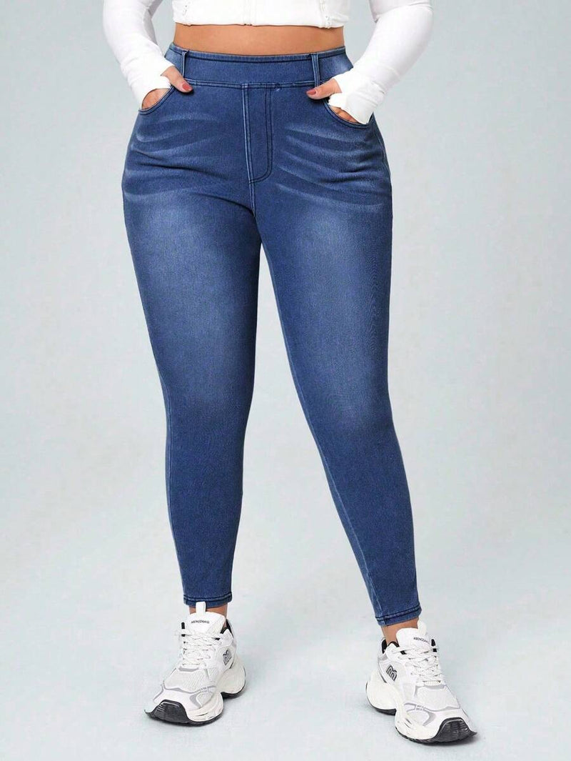 Calça Jeans Feminina Com Cintura Elástica - Diana. Plus Size