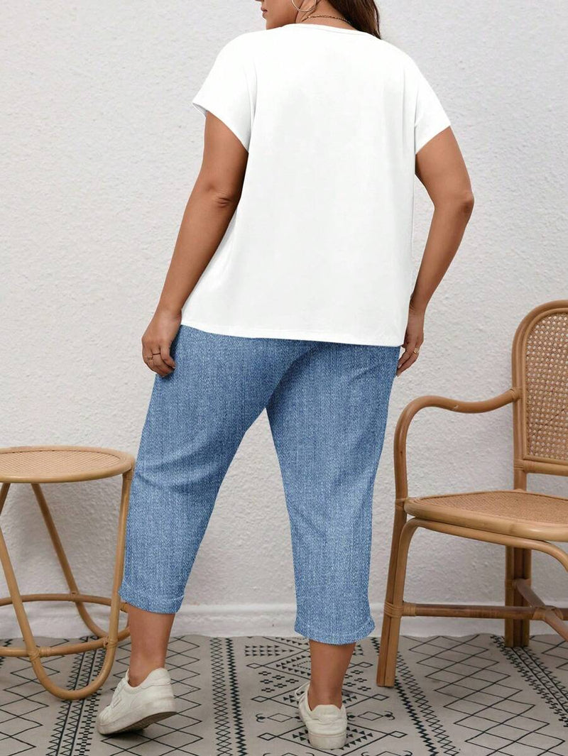 Conjunto Feminino de 2 peças de Calça e Blusa - Lorena. Plus Size