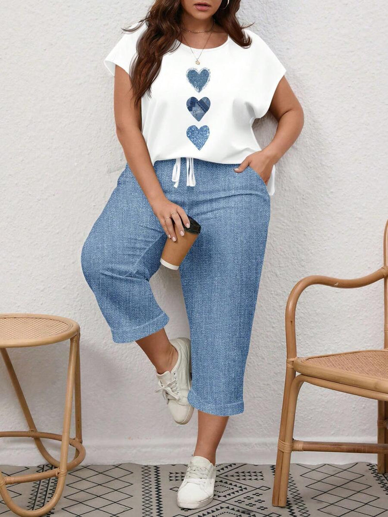 Conjunto Feminino de 2 peças de Calça e Blusa - Lorena. Plus Size
