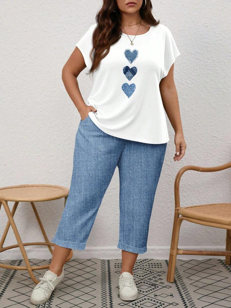 Conjunto Feminino de 2 peças de Calça e Blusa - Lorena. Plus Size