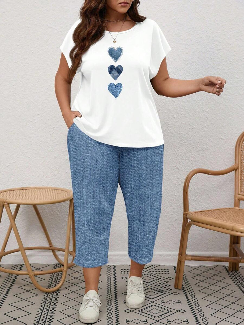 Conjunto Feminino de 2 peças de Calça e Blusa - Lorena. Plus Size