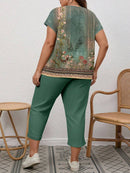 Conjunto Feminino de 2 peças de Calça e Blusa - Lorena. Plus Size