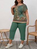 Conjunto Feminino de 2 peças de Calça e Blusa - Lorena. Plus Size