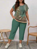 Conjunto Feminino de 2 peças de Calça e Blusa - Lorena. Plus Size