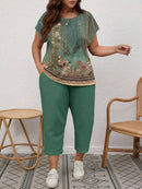 Conjunto Feminino de 2 peças de Calça e Blusa - Lorena. Plus Size