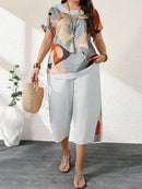 Conjunto Feminino de 2 Peças Calça Capri e Blusa - Izabel. Plus Size