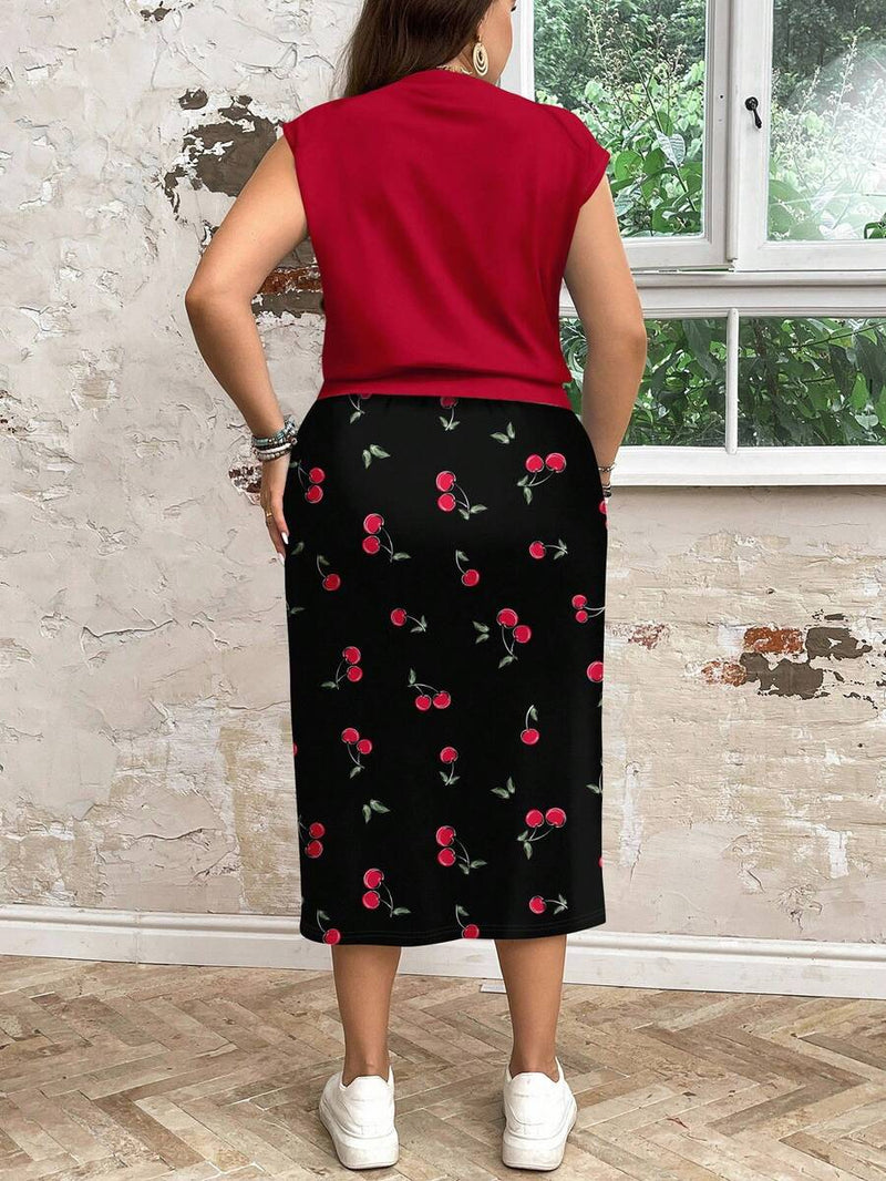 Conjunto Feminino de 2 peças de Saia e Top - Celina. Plus Size