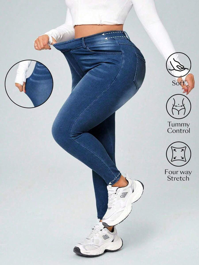 Calça Jeans Feminina Com Cintura Elástica - Diana. Plus Size