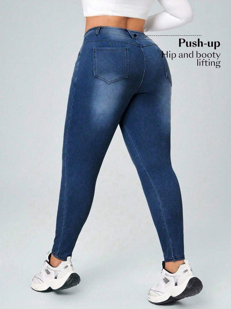 Calça Jeans Feminina Com Cintura Elástica - Diana. Plus Size