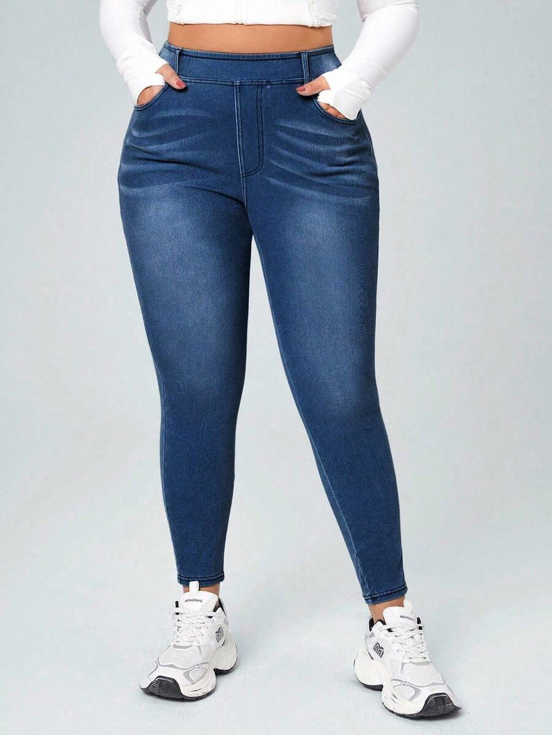 Calça Jeans Feminina Com Cintura Elástica - Diana. Plus Size