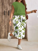 Conjunto Feminino de 2 peças de Saia e Top - Celina. Plus Size