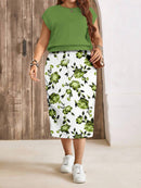 Conjunto Feminino de 2 peças de Saia e Top - Celina. Plus Size