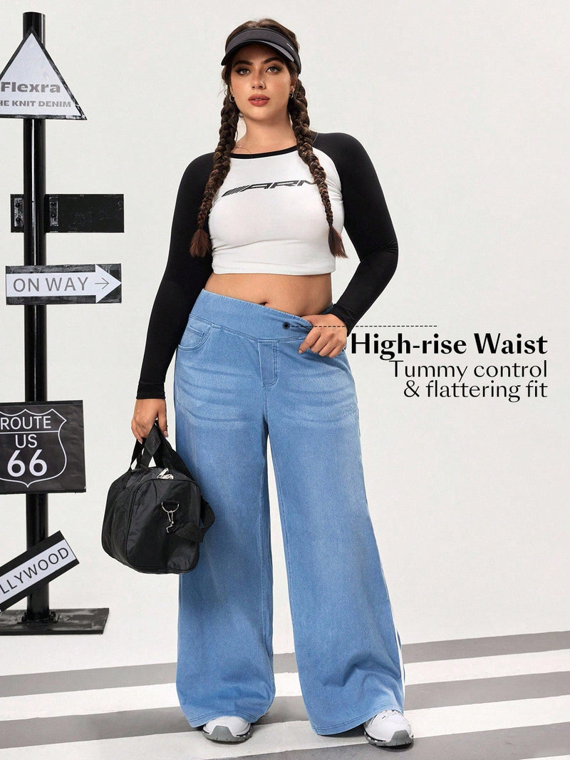 Calça Feminina Jeans de Malha - Kaelen. Plus Size