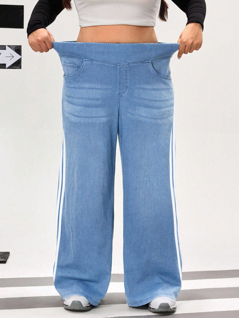 Calça Feminina Jeans de Malha - Kaelen. Plus Size