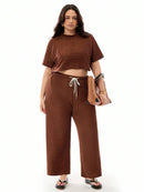 Conjunto Feminino de 2 peças Blusa e Calça - Celeste. Plus Size