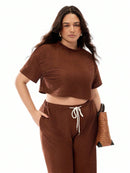 Conjunto Feminino de 2 peças Blusa e Calça - Celeste. Plus Size