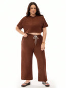 Conjunto Feminino de 2 peças Blusa e Calça - Celeste. Plus Size