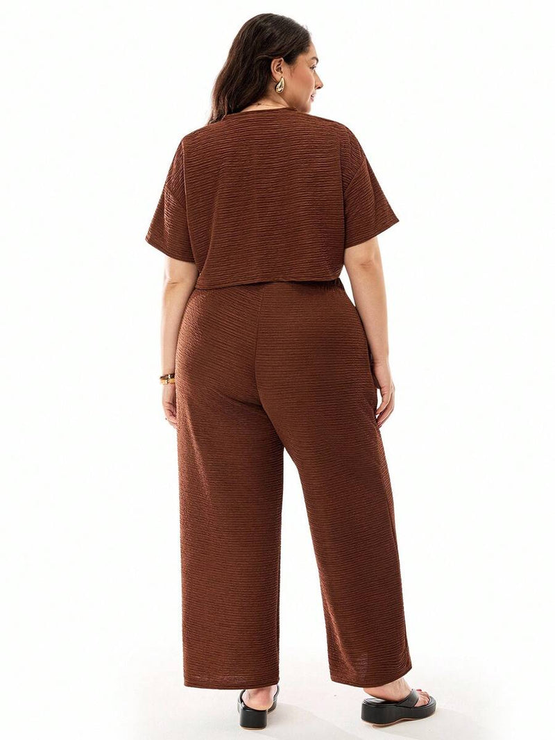 Conjunto Feminino de 2 peças Blusa e Calça - Celeste. Plus Size