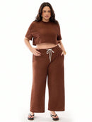 Conjunto Feminino de 2 peças Blusa e Calça - Celeste. Plus Size