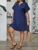 Vestido Jeans Feminino com Decote em V - Dália. Plus Size
