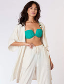 Biquíni Premium Decote V Mix Pedraria Ouro Orgânico Turquesa