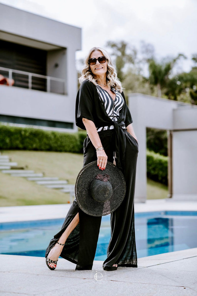 Calça Pantalona Rayon Preto