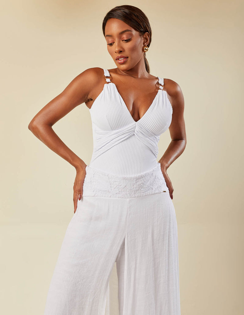 Calça Sobreposta Cós Renda