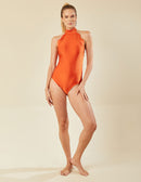 Maiô Gola Alta Detalhes Aplicados Páprica