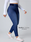 Calça jeans Feminina de Malha Cintura em V - Belle. Plus Size