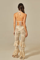 Calça Bell Renda Bege