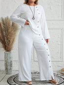 Conjunto feminino texturizado Brunellis Plus Size