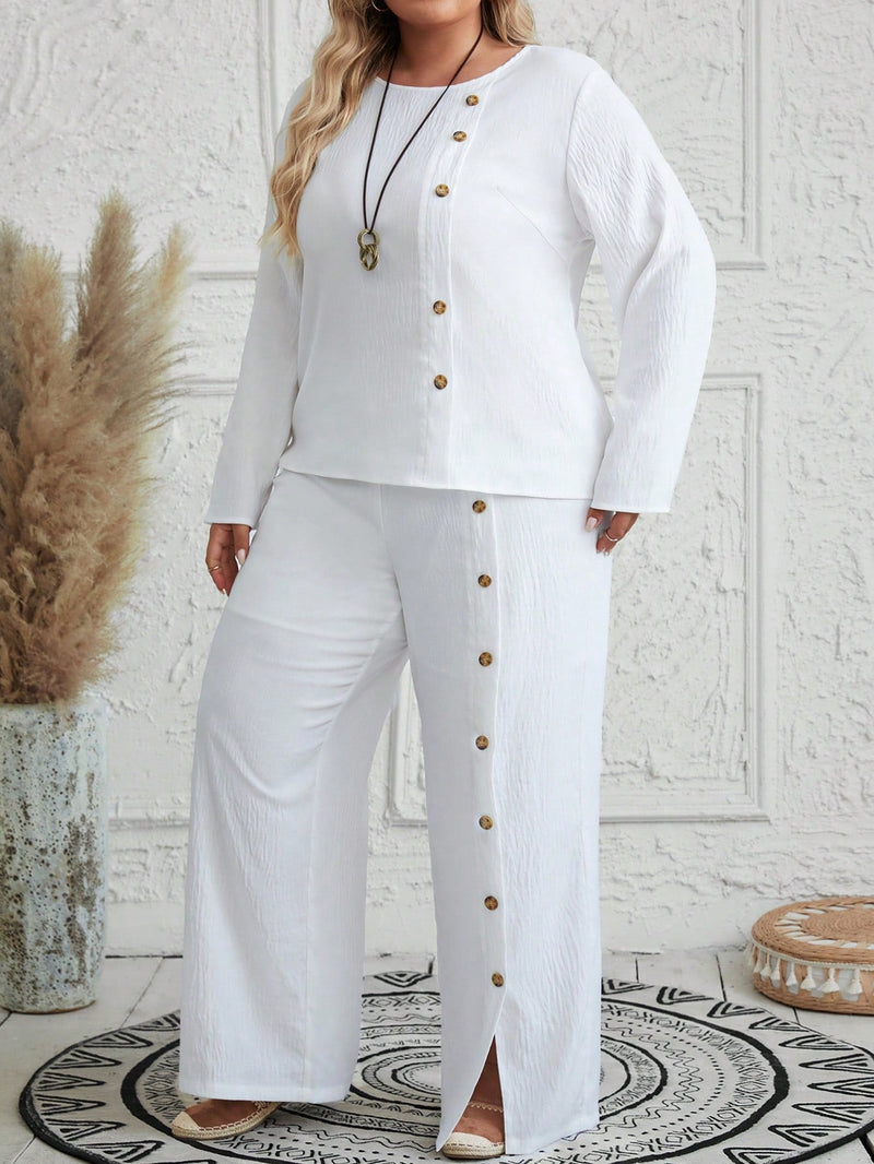 Conjunto feminino texturizado Brunellis Plus Size