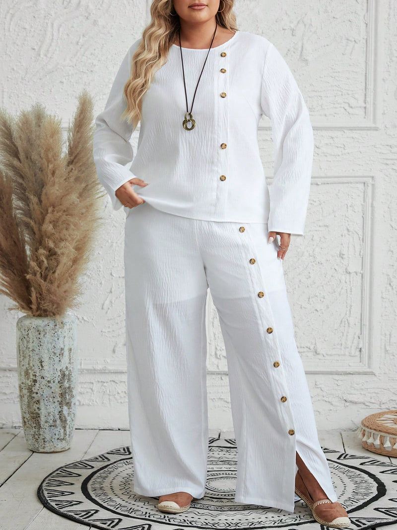 Conjunto feminino texturizado Brunellis Plus Size