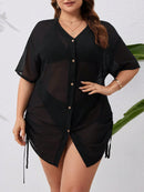 Saída Feminina de praia com nó lateral Fernanda. Plus Size