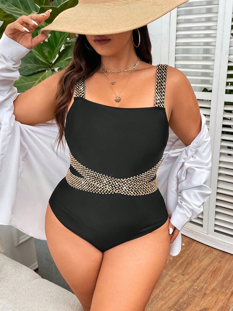Maiô feminino plus size com detalhe na cintura Alana