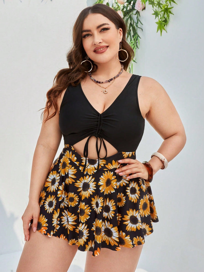 Tankini feminino plus size com estampa Girasol