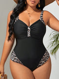 Maiô feminino com Detalhes de Leopardo Plus Size