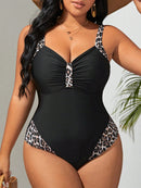 Maiô feminino com Detalhes de Leopardo Plus Size
