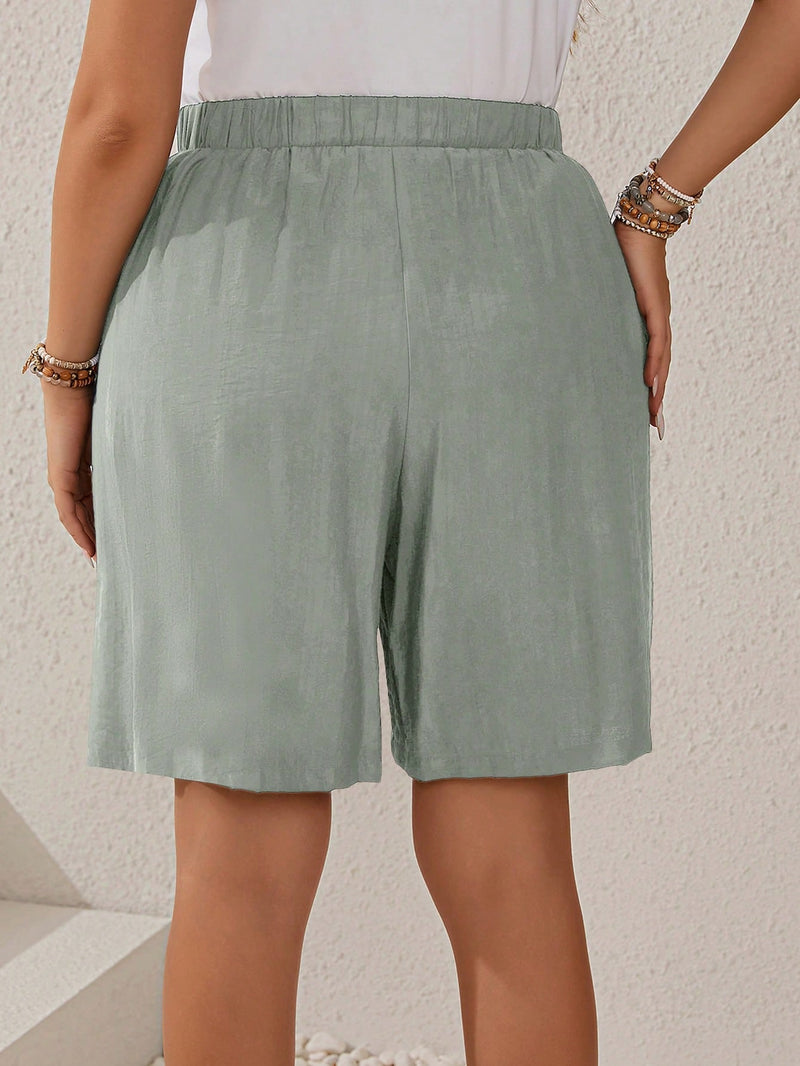 Bermuda Feminina Com Cordão Na Cintura e Bolsos Funcionais - Elise. Plus Size