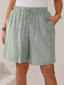 Bermuda Feminina Com Cordão Na Cintura e Bolsos Funcionais - Elise. Plus Size