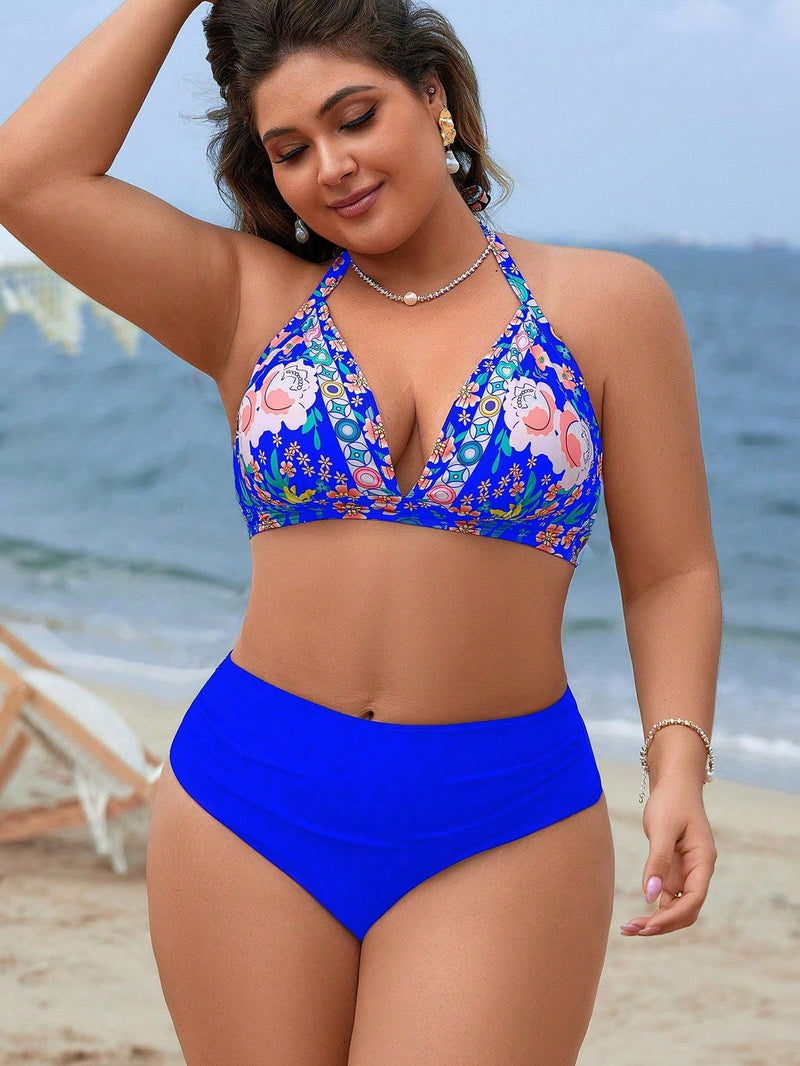 Biquíni Feminino com Estampa Floral e Cintura Alta - Anelyse. Plus Size