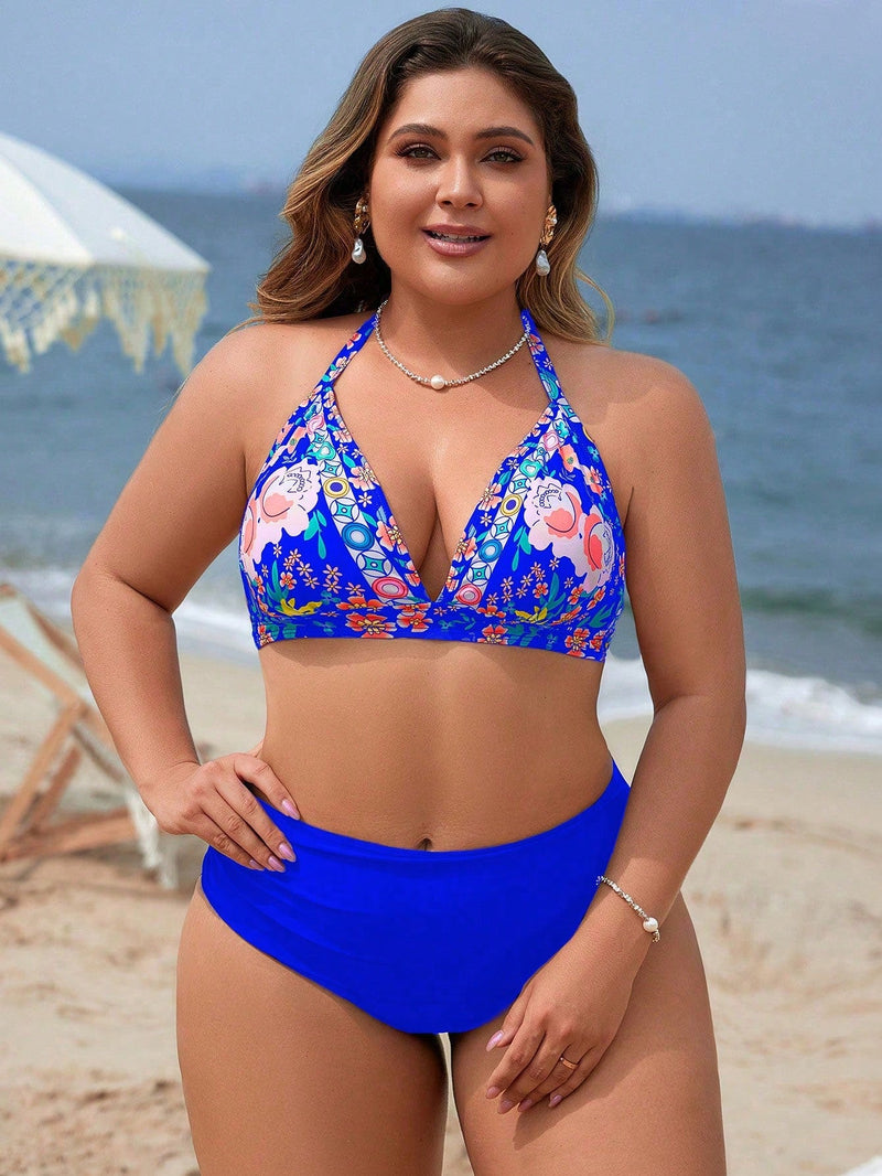Biquíni Feminino com Estampa Floral e Cintura Alta - Anelyse. Plus Size