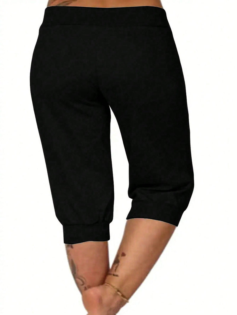 Calça Capri Feminina com Cordão na Cintura - Alessia. Plus Size