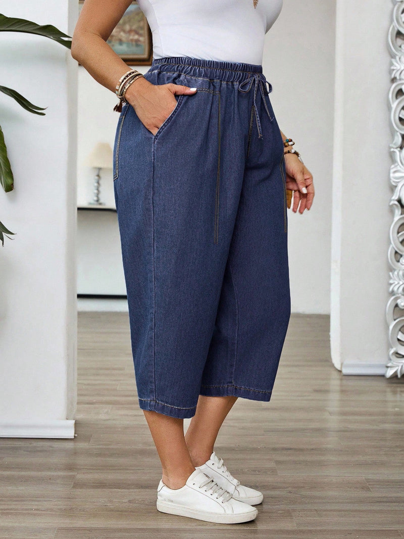 Calça Capri Jeans Feminina Folgada - Elaine. Plu Size