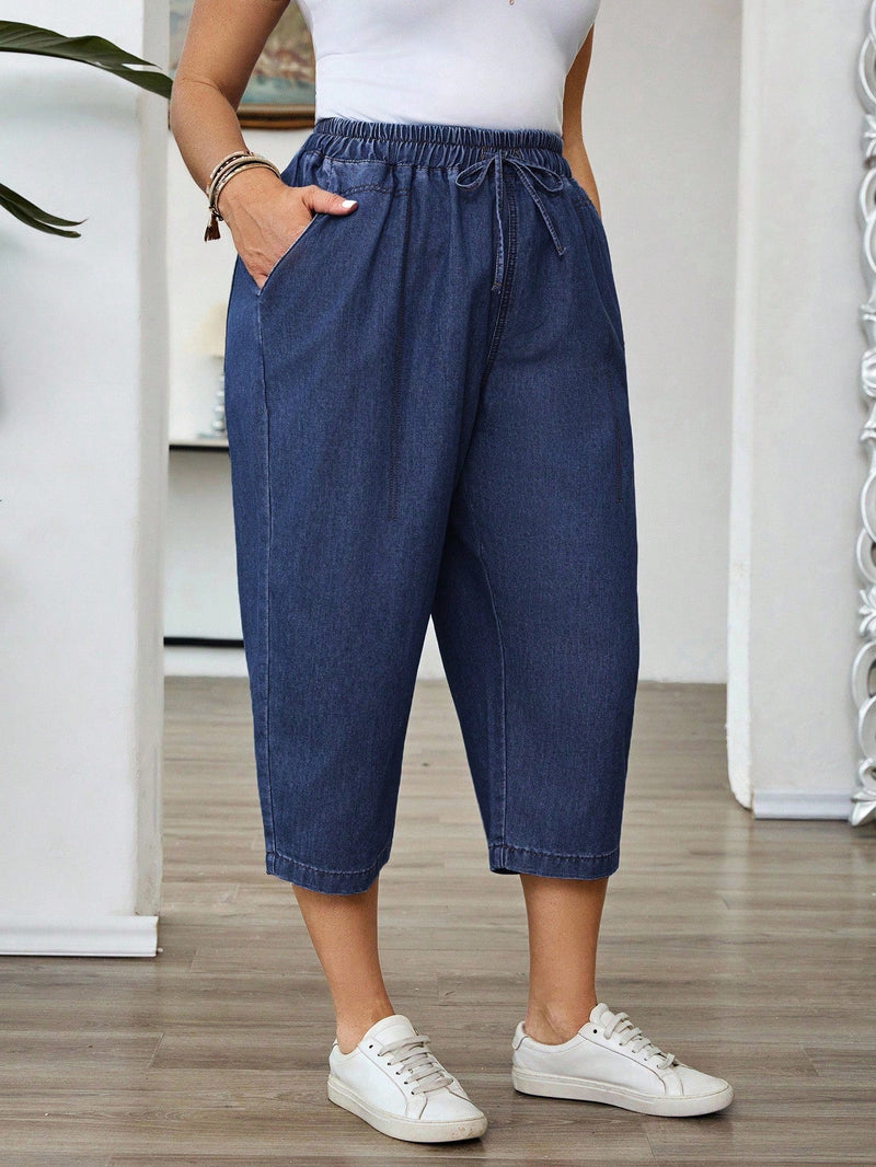 Calça Capri Jeans Feminina Folgada - Elaine. Plu Size